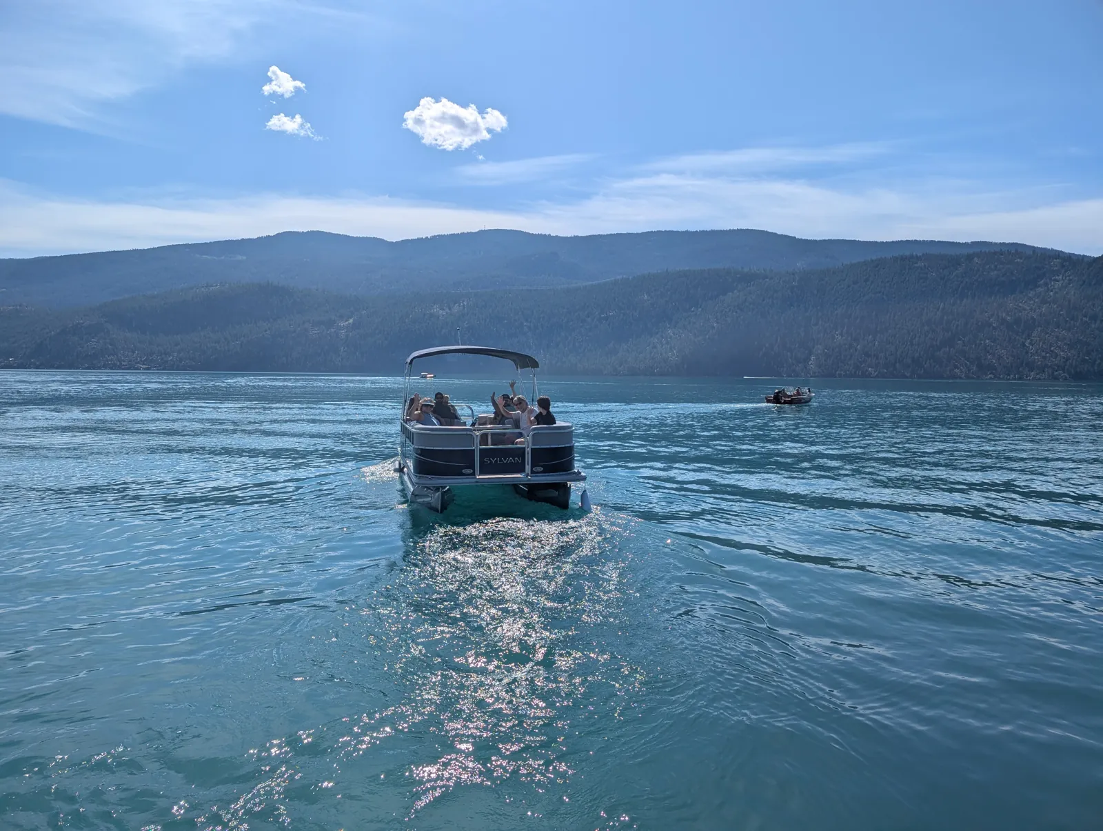 Pontoon boat on Kalamalka Lake